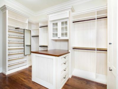 white wooden closet