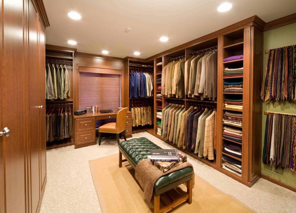 wooden walk in closet