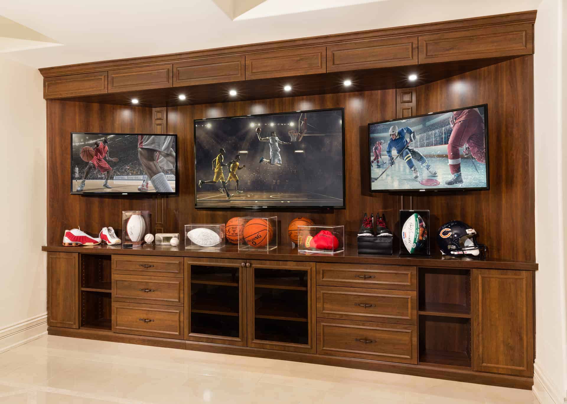 wooden entertainment room