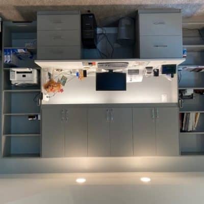 Working space with custom cabinets