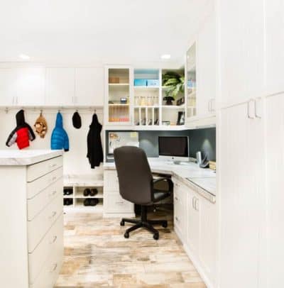 working space with cabinets