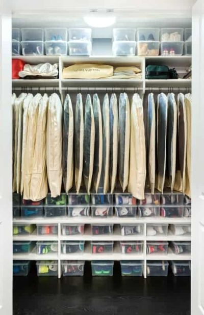 Closet with clothes sealed